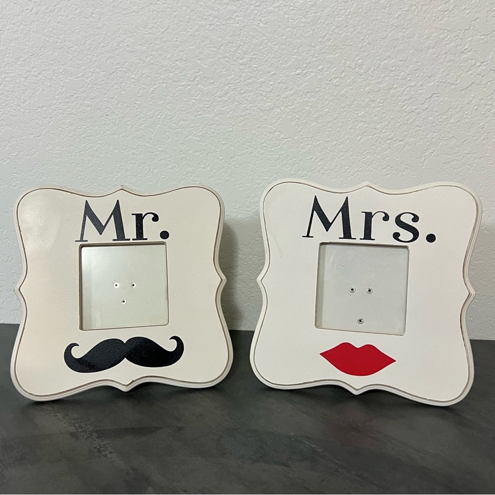 9x9 Hobby Lobby Photo Frames Mr. & Mrs. Wedding Engagement Party Mustache & Kiss